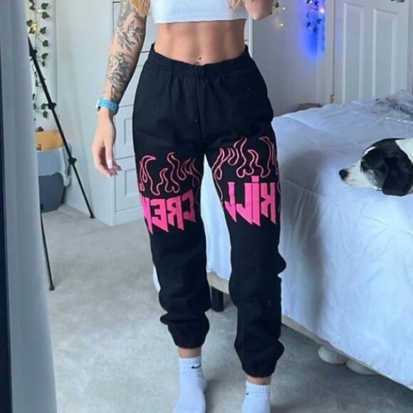 Kill Crew Heavyweight Lux Sweatpants Adult Small Black Pink Fleece Lounge Unisex - Picture 3 of 14